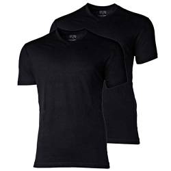 Ceceba Herren American T-Shirt, 2er Pack - V-Ausschnitt, Kurzarm, Baumwolle, Uni Schwarz S von Ceceba