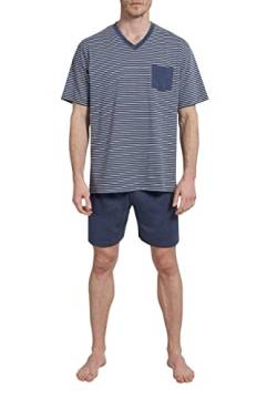 Ceceba Herren Shorty, Kurzarm, Baumwolle, Single-Jersey, blau, gestreift 50 von Ceceba