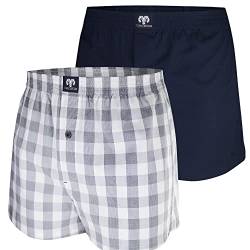 Ceceba Weite Herren Boxershorts Webboxer mit Eingriff kariert Uni | 2er Pack (as3, Alpha, m, Regular, Regular, Navy kariert) von Ceceba