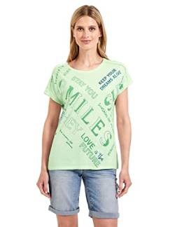 CECIL Damen B320056 Kurzarmshirt Bedruckt, Fresh salvia Green, M von Cecil