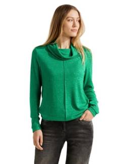 CECIL Damen B320665 Langarmshirt, Cosy Easy Green Melange, XXL von Cecil