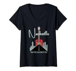 Damen Nashville, Music City ist meine Art von Stadt T-Shirt mit V-Ausschnitt von Cedar Rue