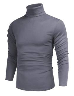 Cegerne Herren Rollkragenpullover Slim Fit Langarmshirts Rollkragen Pullover Turtleneck Sweater Unterzieh Basic Shirt Elastisch Männer, Dunkelgrau, S von Cegerne