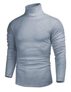 Cegerne Herren Rollkragenpullover Slim Fit Langarmshirts Rollkragen Pullover Turtleneck Sweater Unterzieh Basic Shirt Elastisch Männer, Grau, M von Cegerne