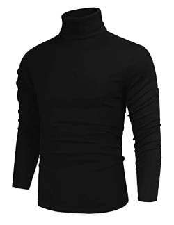 Cegerne Herren Rollkragenpullover Slim Fit Langarmshirts Rollkragen Pullover Turtleneck Sweater Unterzieh Basic Shirt Elastisch Männer, Schwarz, M von Cegerne