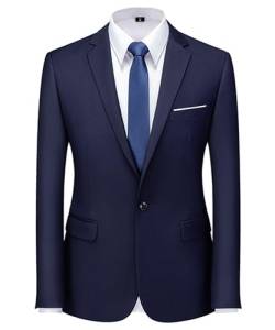 Cegerne Herren Sakko Sportlich Freizeit Blazer Business Anzugjacke EIN Knopf Männer Anzug, Navy Blau, XL von Cegerne