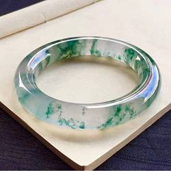 Jade-ArmbandJade,Damenarmbänder Burmesischer natürlicher runder Jade-Armreif for Frauen, grünes Eis, schwimmende Blume, Jadeit-Armband, echt, mit Zertifikat (Color : 10mm_52mm) von CekoCk