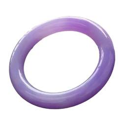 Jade-ArmbandJade,Damenarmbänder Violetter imperialer lila runder Jade-Armreif for Frauen, echter Myanmar-Jadeit mit Zertifikat (Color : Purple-52mm) von CekoCk