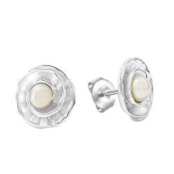 Celesta Silber Damen Ohrring 925 Silber mit Süßwasserzuchtperlen 925/- Sterling Silber 1cm Glänzend Silbergrau 274220255 von Celesta