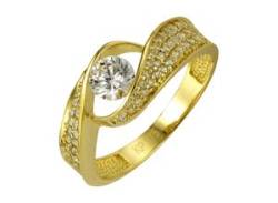 Fingerring CELESTA "375 Gold mit Zirkonia weiß" Fingerringe Gr. 060 (19,1), Gold, gelb (gelb, weiß) Damen Fingerringe von Celesta