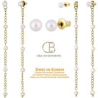 Célia von Barchewitz Perlenohrringe "LISA" als Muttertagsgeschenk mit 5 echten Süsswasser Baby Pearls, 3 in 1, kurz (Stecker) + lang (Hänger) tragbar von Célia von Barchewitz