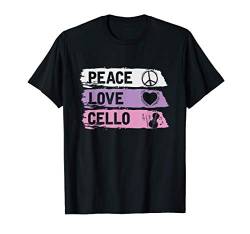 Peacezeichen Hippie Musik Geschenk Frieden Liebe Cello T-Shirt von Cellist Orchester Cello Geschenk