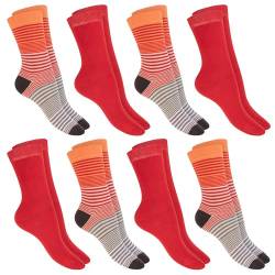 Celodoro 8 Paar bunte Damen Ringelsocken – Ringel Socken aus Baumwolle - Orange Rot 35-38 von Celodoro