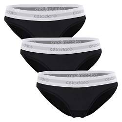 Celodoro Damen Bikini Slip mit Webgummi-Bund (3er Pack) Sport Slip - Schwarz L von Celodoro