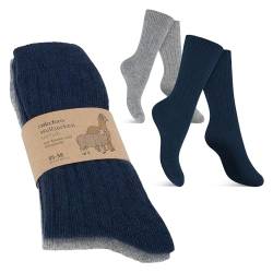 Celodoro Damen Herren Wollsocken mit Alpakawolle - 2 Paar Marine Grau 39-42 von Celodoro