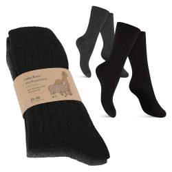 Celodoro Damen Herren Wollsocken mit Alpakawolle - 2 Paar Schwarz-Anthrazit 39-42 von Celodoro