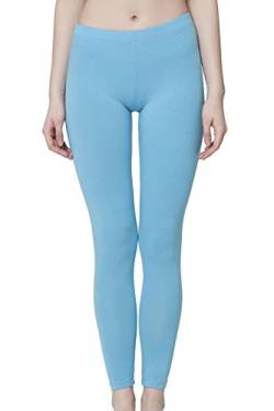 Celodoro Damen Leggings, stretchige Jersey Hose aus Baumwolle - Hellblau M von Celodoro