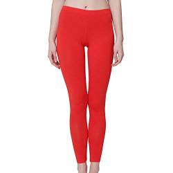 Celodoro Damen Leggings, stretchige Jersey Hose aus Baumwolle - Rot M von Celodoro