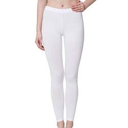 Celodoro Damen Leggings, stretchige Jersey Hose aus Baumwolle - Weiss XL von Celodoro
