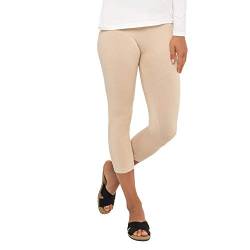 Celodoro Damen Leggings (3/4 Capri), Stretch-Jersey Hose aus Baumwolle - Beige L von Celodoro