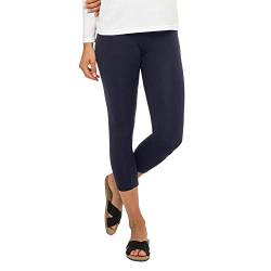 Celodoro Damen Leggings (3/4 Capri), Stretch-Jersey Hose aus Baumwolle - Dunkelblau XL von Celodoro