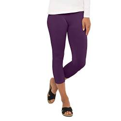 Celodoro Damen Leggings (3/4 Capri), Stretch-Jersey Hose aus Baumwolle - Lila XXL von Celodoro