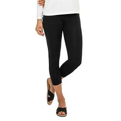 Celodoro Damen Leggings (3/4 Capri), Stretch-Jersey Hose aus Baumwolle - Schwarz L von Celodoro