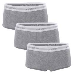 Celodoro Damen Panty mit Webgummi-Bund (3er Pack) Sport Boxer Slip - Grau M von Celodoro