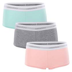 Celodoro Damen Panty mit Webgummi-Bund (3er Pack) Sport Boxer Slip - Pastell Mix L von Celodoro