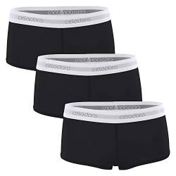 Celodoro Damen Panty mit Webgummi-Bund (3er Pack) Sport Boxer Slip - Schwarz L von Celodoro