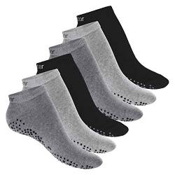 Celodoro Damen Pilates & Yoga Sneaker Socken (6 Paar) Kurze Sportsocken mit ABS - Classic Grey 43-46 von Celodoro