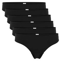 Celodoro Damen String Tanga (6er Pack), Mini-Slips aus Quick Dry-Fasern - Schwarz S von Celodoro