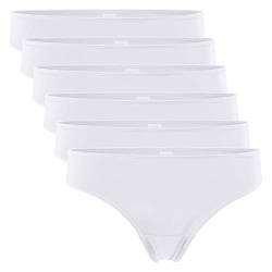 Celodoro Damen String Tanga (6er Pack), Mini-Slips aus Quick Dry-Fasern - Weiß XL von Celodoro