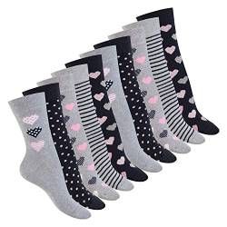 Celodoro Damen Süße Eco Socken (10 Paar), Motiv Socken aus regenerativer Baumwolle - Blau Grau - 35-38 von Celodoro