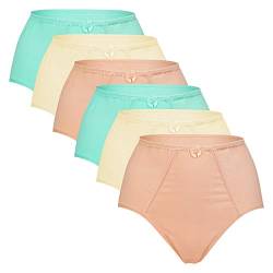 Celodoro Damen Taillenslip (6er Pack) Baumwoll-Slip Verschiedene Designs - Pastell Mix 48-50 von Celodoro