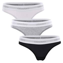 Celodoro Damen Tanga mit Webgummi-Bund (3er Pack) Sport Mini-Slip - Classic Mix M von Celodoro