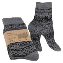 Celodoro Damen & Herren Frottee-Wollsocken mit Muster (1 Paar) - Grau mit Schwarz 39-42 von Celodoro