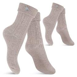 Celodoro Damen und Herren Trachten Socken (2 Paar) mit Edelweiß-Pin Oktoberfest Strümpfe - Beige 39-42 von Celodoro