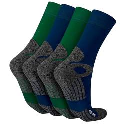 Celodoro Damen und Herren Trekking-Socken (4 Paar), Arbeitssocken mit Frotteesohle - Blau-Grün 47-50 von Celodoro