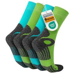 Celodoro Damen und Herren Trekking-Socken (4 Paar), Arbeitssocken mit Frotteesohle - Hell-Blau-Grün 39-42 von Celodoro