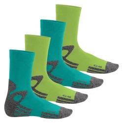Celodoro Damen und Herren Trekking-Socken (4 Paar), Arbeitssocken mit Frotteesohle - Hell-Blau-Grün 47-50 von Celodoro