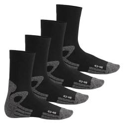 Celodoro Damen und Herren Trekking-Socken (4 Paar), Arbeitssocken mit Frotteesohle - Schwarz 35-38 von Celodoro