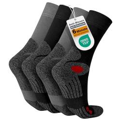 Celodoro Damen und Herren Trekking-Socken (4 Paar), Arbeitssocken mit Frotteesohle - Schwarz-Grau 35-38 von Celodoro