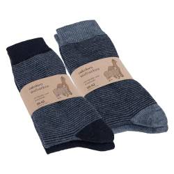 Celodoro Damen & Herren Wollsocken mit Alpaka Uni & Ringel (4 Paar) - Blau 39-42 von Celodoro