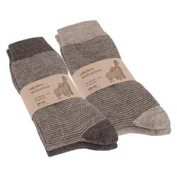 Celodoro Damen & Herren Wollsocken mit Alpaka Uni & Ringel (4 Paar) - Braun 43-46 von Celodoro