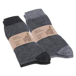 Celodoro Damen & Herren Wollsocken mit Alpaka Uni & Ringel (4 Paar) - Grau 43-46 von Celodoro