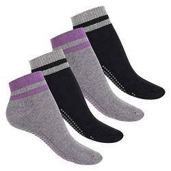 Celodoro Damen und Herren Yoga & Wellness Socken (4 Paar), ABS Söckchen mit Frottee-Sohle - Variante 1 35-38 von Celodoro