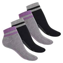 Celodoro Damen und Herren Yoga & Wellness Socken (4 Paar), ABS Söckchen mit Frottee-Sohle - Variante 1 39-42 von Celodoro