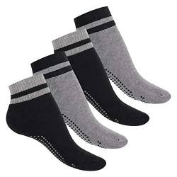 Celodoro Damen und Herren Yoga & Wellness Socken (4 Paar), ABS Söckchen mit Frottee-Sohle - Variante 2 35-38 von Celodoro