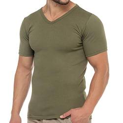 Celodoro Herren Business T-Shirt V-Neck (1 Stück) - Olive L von Celodoro